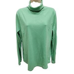 Coldwater creek sz L soft stretch long sleeve turtle neck layering winter green+